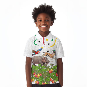 Guinea-Bissau Independence Day Kid Polo Shirt African Wildlife Cashew Harvest Cultural Pride