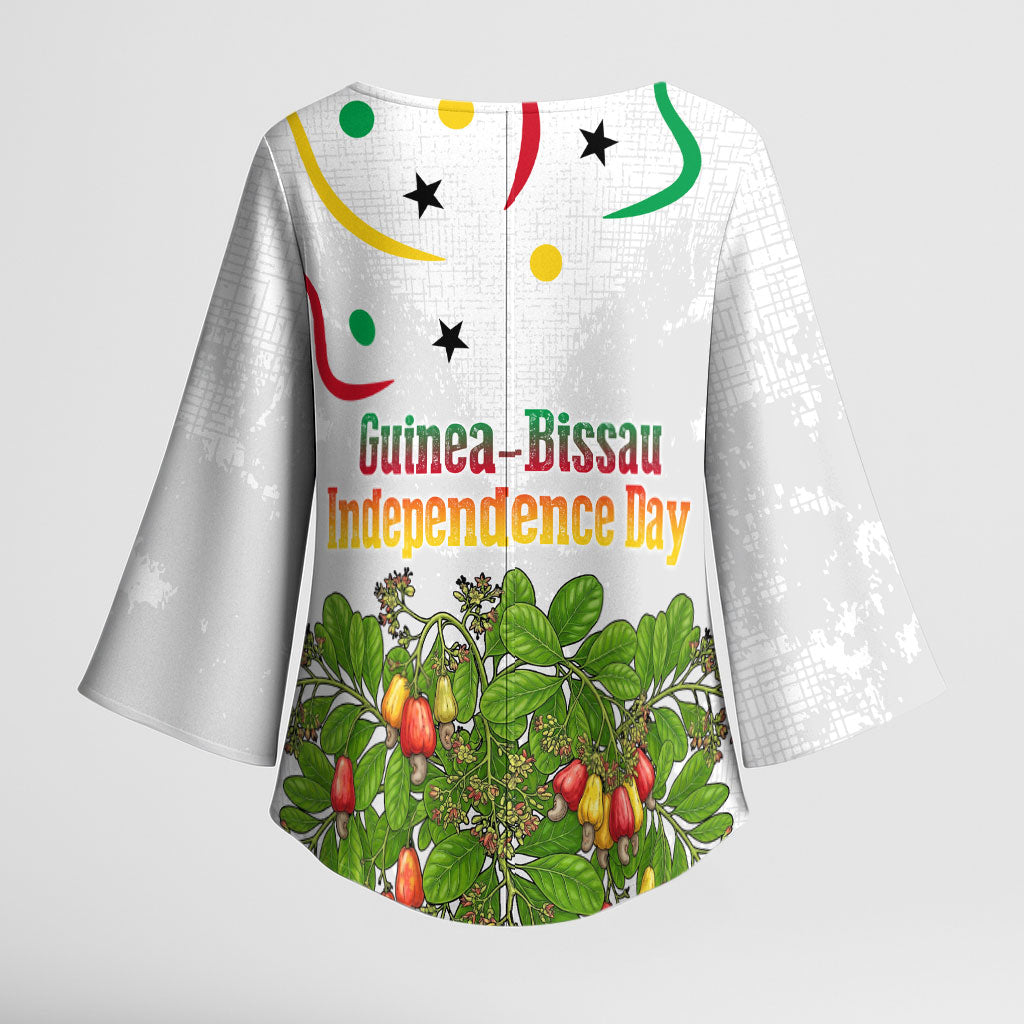 Guinea-Bissau Independence Day Kimono Sleeve Blouse African Wildlife Cashew Harvest Cultural Pride