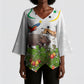 Guinea-Bissau Independence Day Kimono Sleeve Blouse African Wildlife Cashew Harvest Cultural Pride