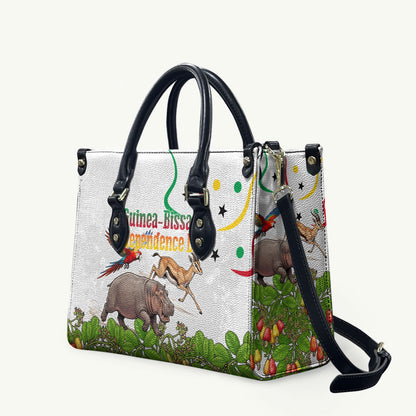 Guinea-Bissau Independence Day Leather Bag African Wildlife Cashew Harvest Cultural Pride