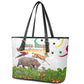 Guinea-Bissau Independence Day Leather Tote Bag African Wildlife Cashew Harvest Cultural Pride
