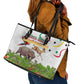 Guinea-Bissau Independence Day Leather Tote Bag African Wildlife Cashew Harvest Cultural Pride