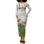Guinea-Bissau Independence Day Long Sleeve Bodycon Dress African Wildlife Cashew Harvest Cultural Pride