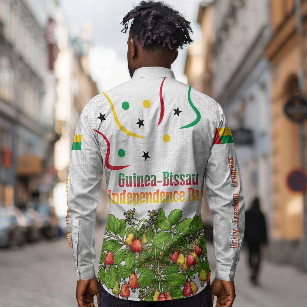 Guinea-Bissau Independence Day Long Sleeve Button Shirt African Wildlife Cashew Harvest Cultural Pride