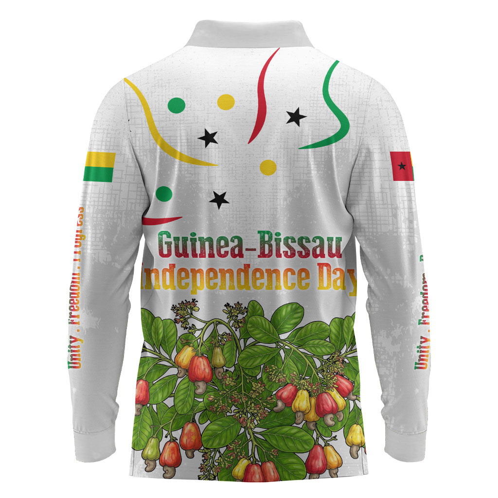 Guinea-Bissau Independence Day Long Sleeve Polo Shirt African Wildlife Cashew Harvest Cultural Pride