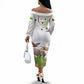 Guinea-Bissau Independence Day Off The Shoulder Long Sleeve Dress African Wildlife Cashew Harvest Cultural Pride