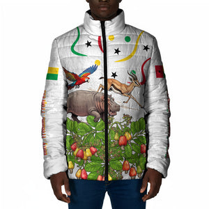 Guinea-Bissau Independence Day Padded Jacket African Wildlife Cashew Harvest Cultural Pride