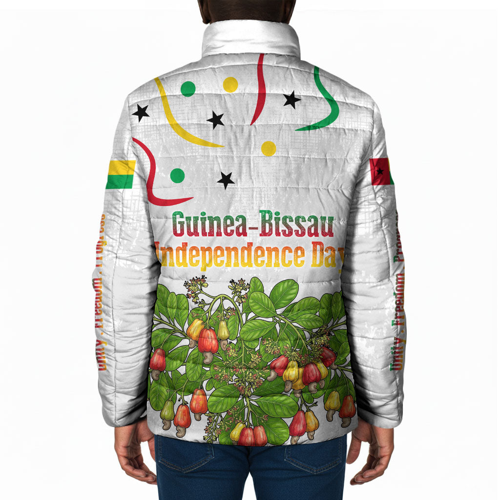 Guinea-Bissau Independence Day Padded Jacket African Wildlife Cashew Harvest Cultural Pride