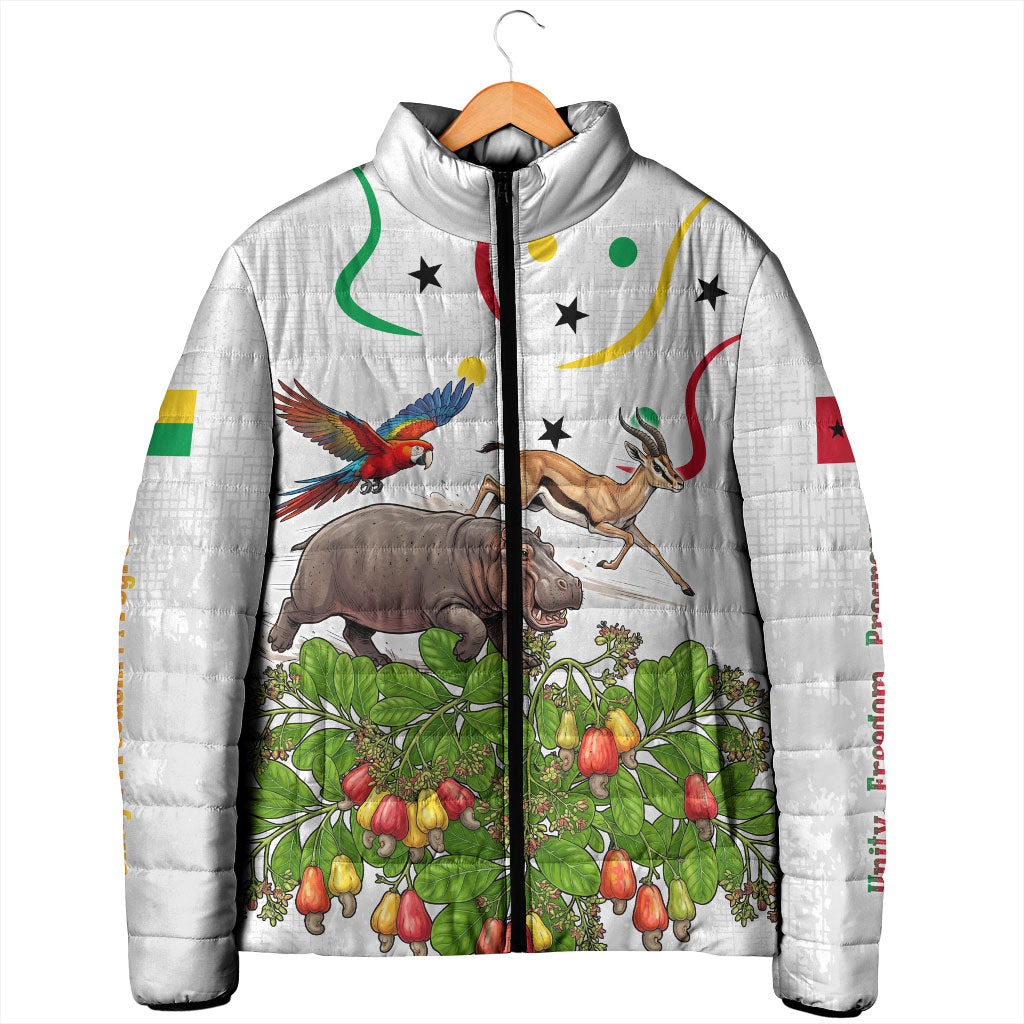 Guinea-Bissau Independence Day Padded Jacket African Wildlife Cashew Harvest Cultural Pride