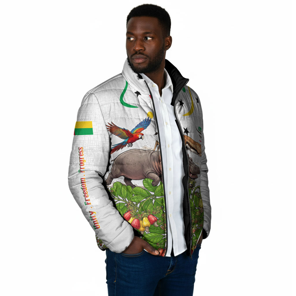 Guinea-Bissau Independence Day Padded Jacket African Wildlife Cashew Harvest Cultural Pride