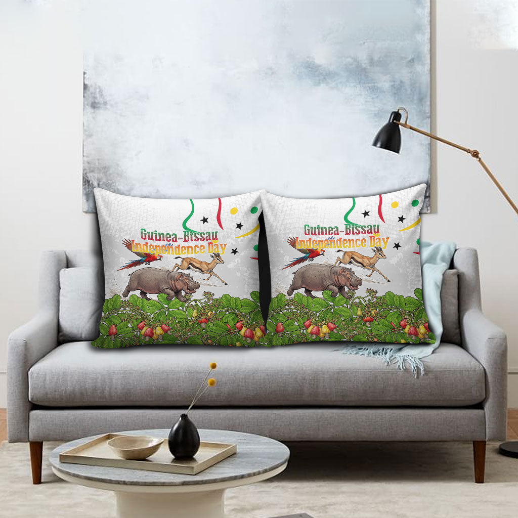 Guinea-Bissau Independence Day Pillow Cover African Wildlife Cashew Harvest Cultural Pride