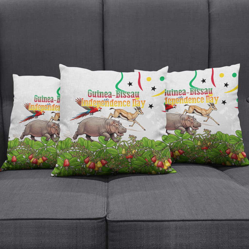 Guinea-Bissau Independence Day Pillow Cover African Wildlife Cashew Harvest Cultural Pride