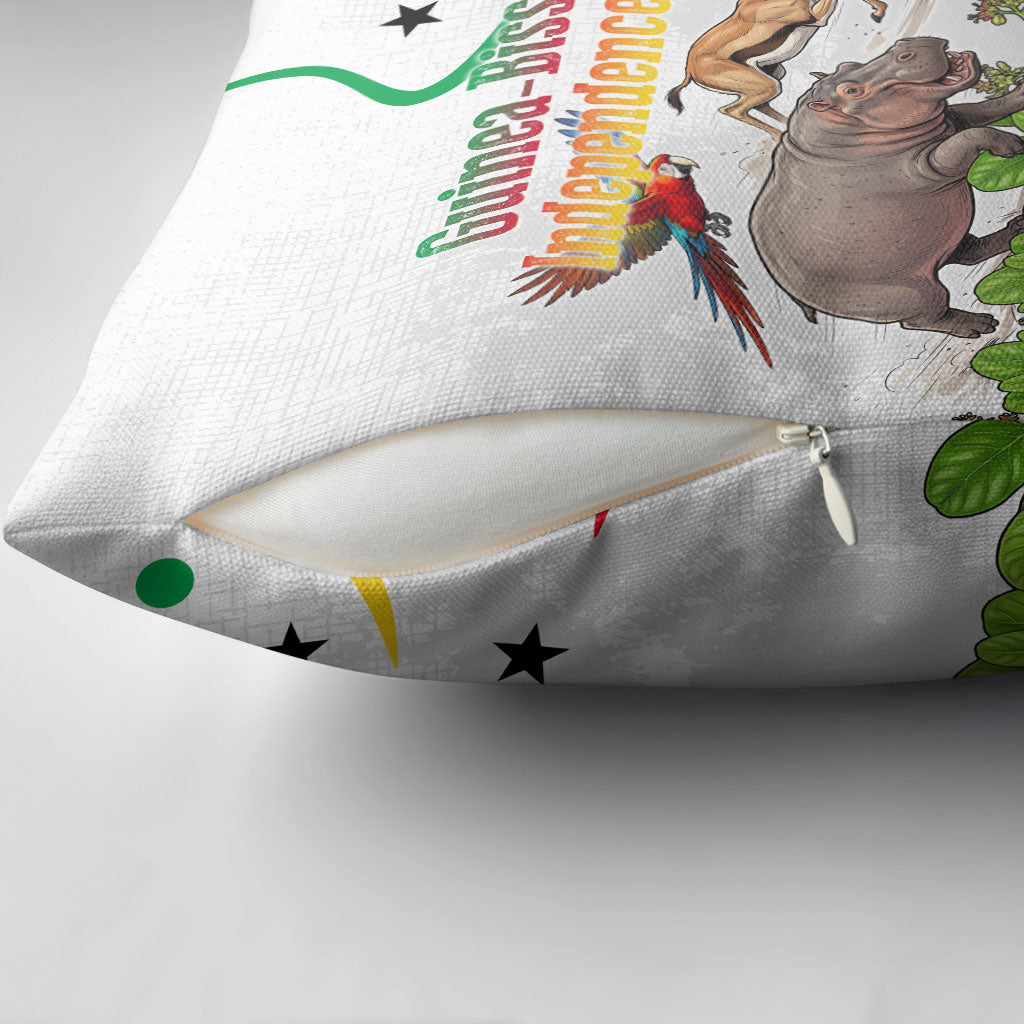 Guinea-Bissau Independence Day Pillow Cover African Wildlife Cashew Harvest Cultural Pride