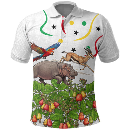 Guinea-Bissau Independence Day Polo Shirt African Wildlife Cashew Harvest Cultural Pride
