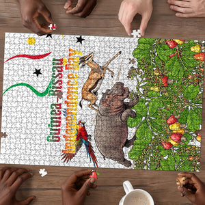 Guinea-Bissau Independence Day Puzzle African Wildlife Cashew Harvest Cultural Pride