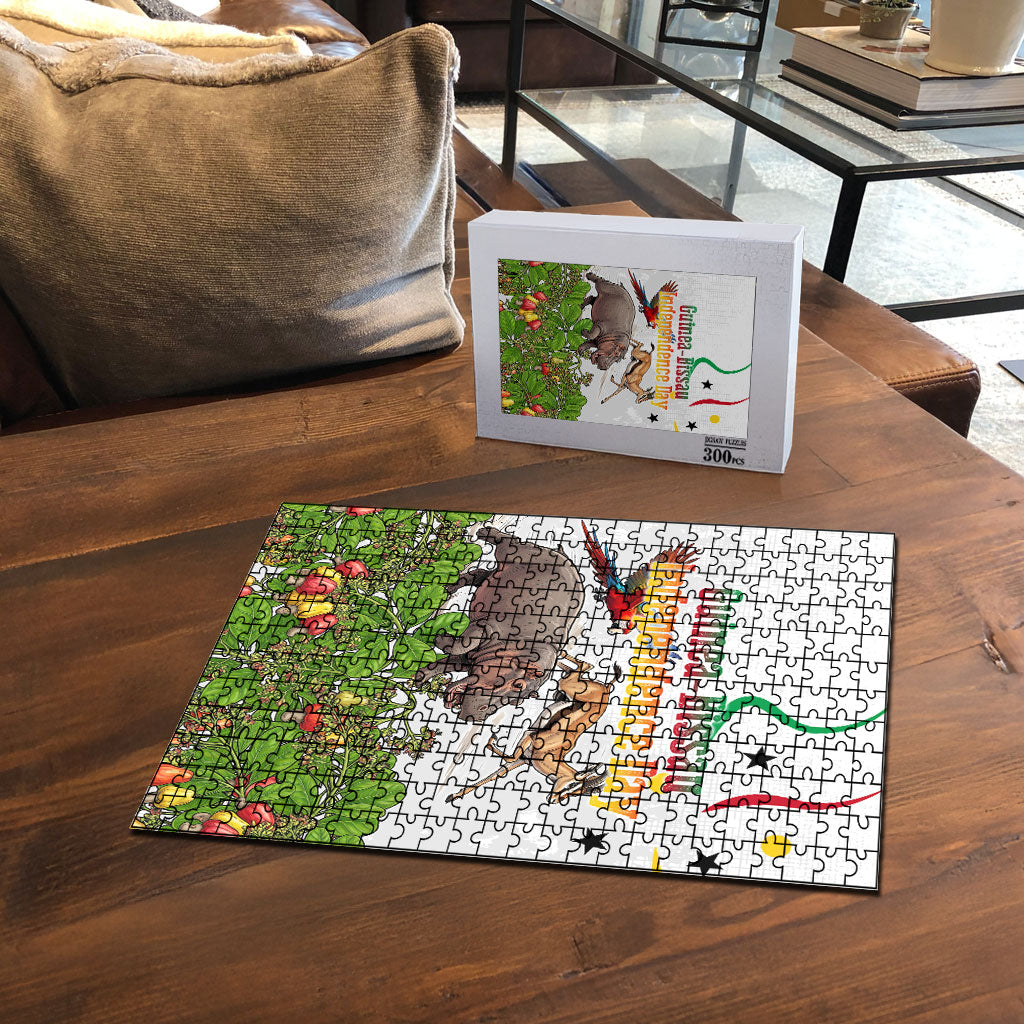 Guinea-Bissau Independence Day Puzzle African Wildlife Cashew Harvest Cultural Pride
