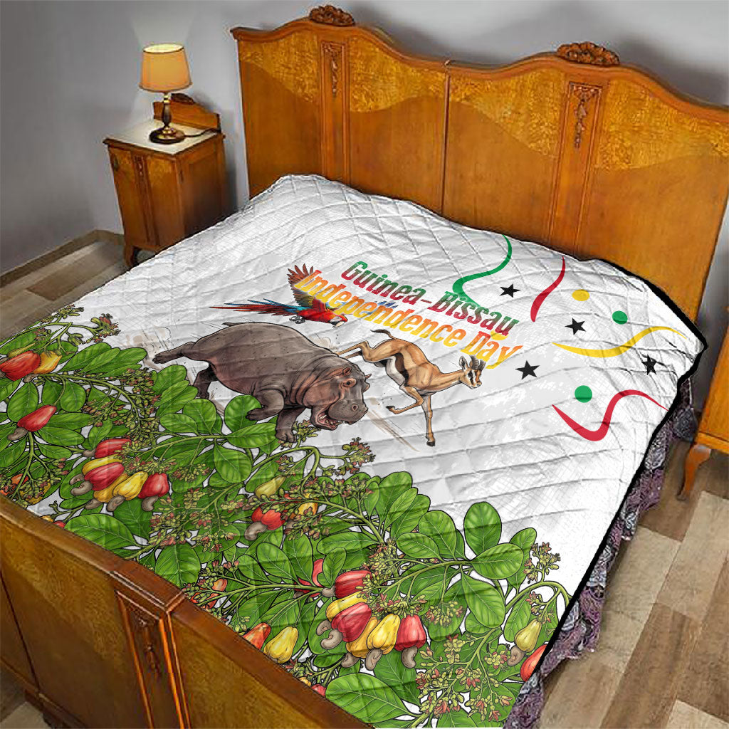 Guinea-Bissau Independence Day Quilt African Wildlife Cashew Harvest Cultural Pride