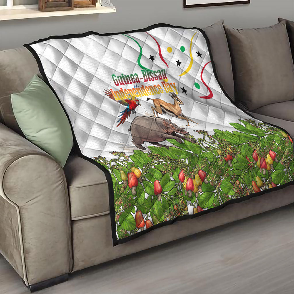 Guinea-Bissau Independence Day Quilt African Wildlife Cashew Harvest Cultural Pride