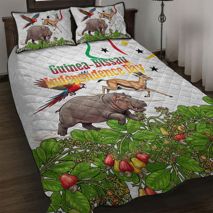 Guinea-Bissau Independence Day Quilt Bed Set African Wildlife Cashew Harvest Cultural Pride