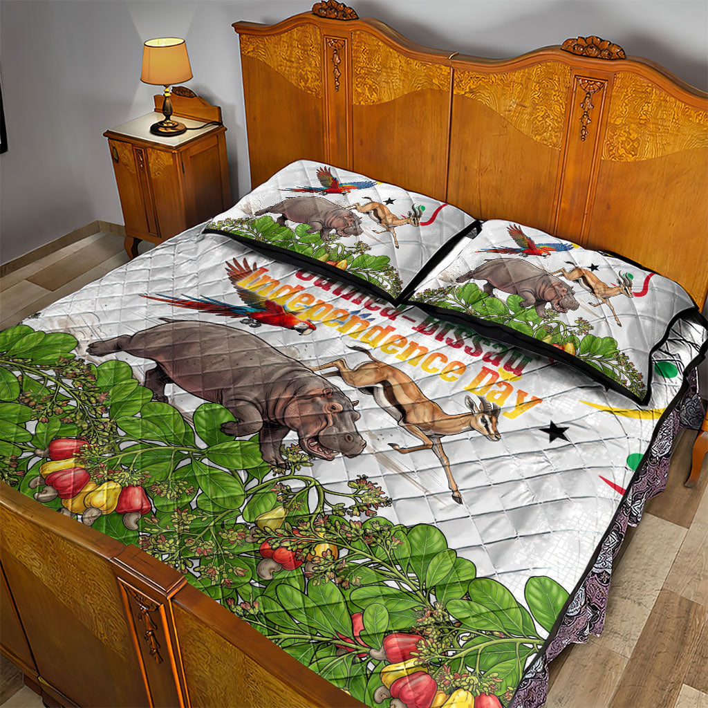 Guinea-Bissau Independence Day Quilt Bed Set African Wildlife Cashew Harvest Cultural Pride