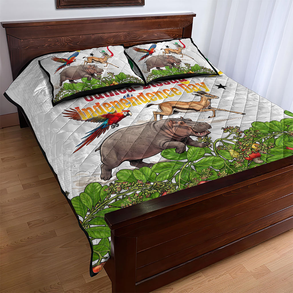 Guinea-Bissau Independence Day Quilt Bed Set African Wildlife Cashew Harvest Cultural Pride