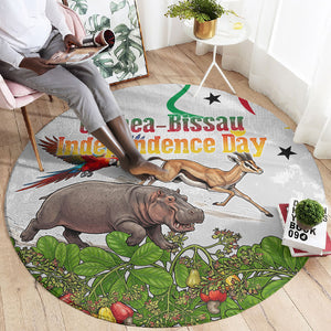 Guinea-Bissau Independence Day Round Carpet African Wildlife Cashew Harvest Cultural Pride