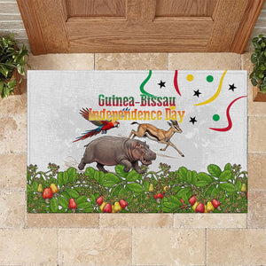 Guinea-Bissau Independence Day Rubber Doormat African Wildlife Cashew Harvest Cultural Pride