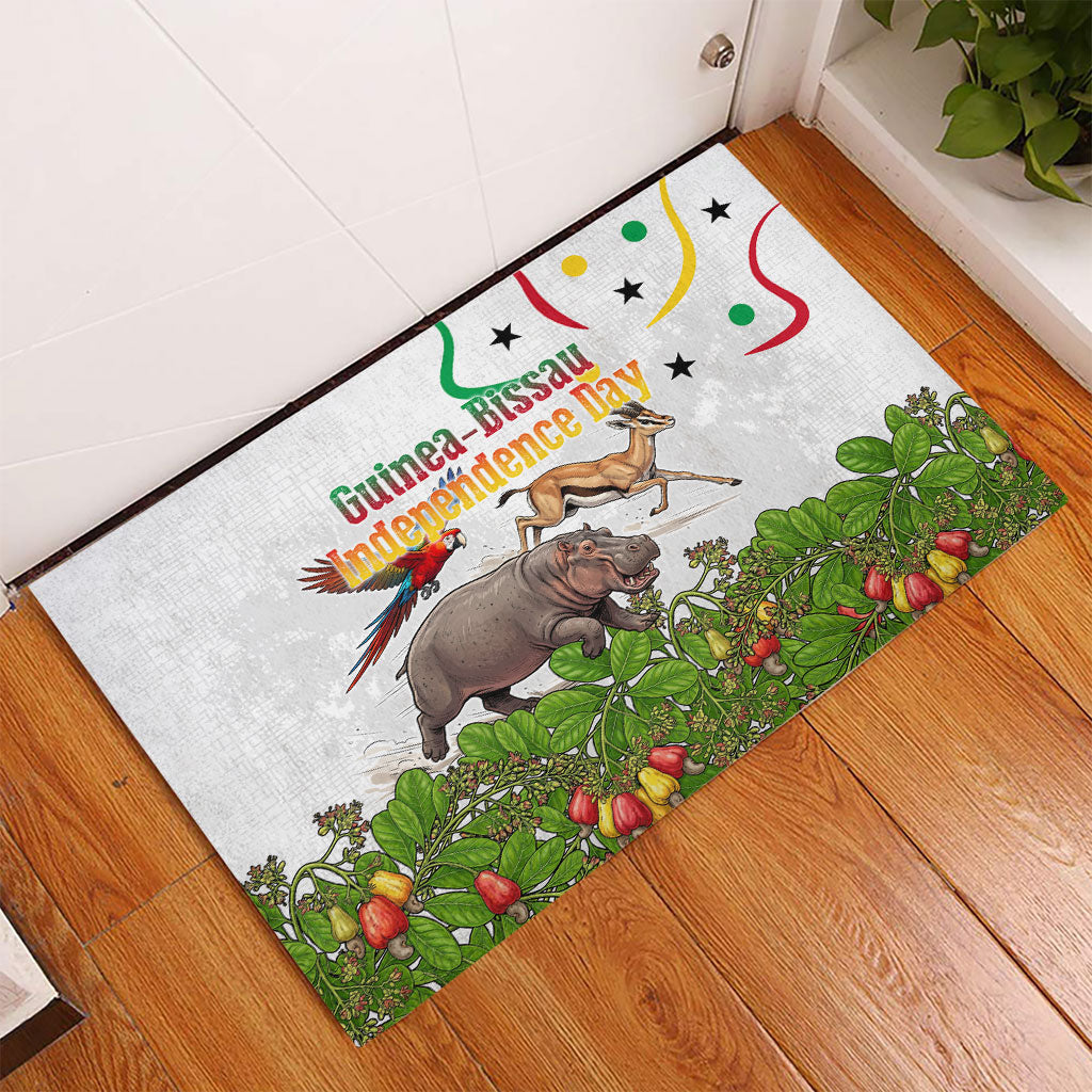 Guinea-Bissau Independence Day Rubber Doormat African Wildlife Cashew Harvest Cultural Pride