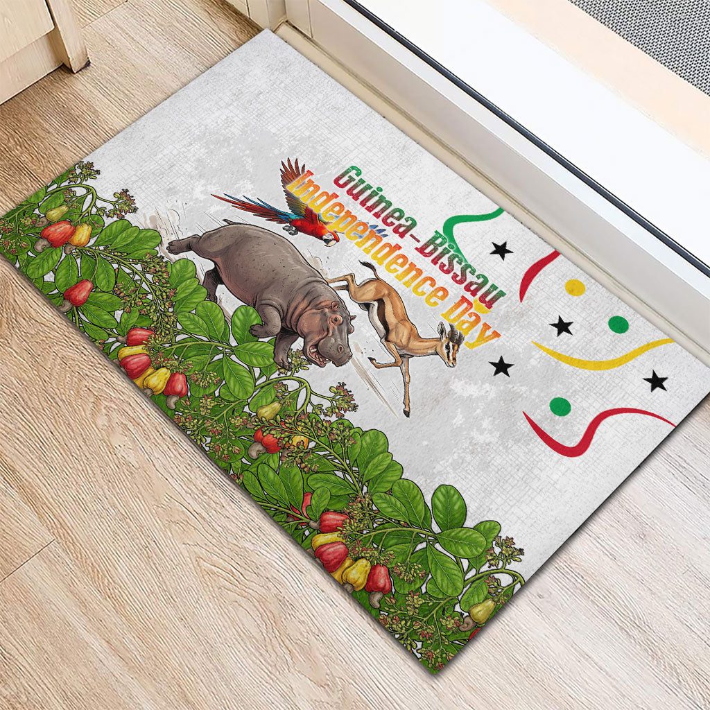 Guinea-Bissau Independence Day Rubber Doormat African Wildlife Cashew Harvest Cultural Pride