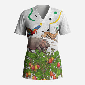 Guinea-Bissau Independence Day Scrub Top African Wildlife Cashew Harvest Cultural Pride