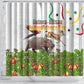Guinea-Bissau Independence Day Shower Curtain African Wildlife Cashew Harvest Cultural Pride