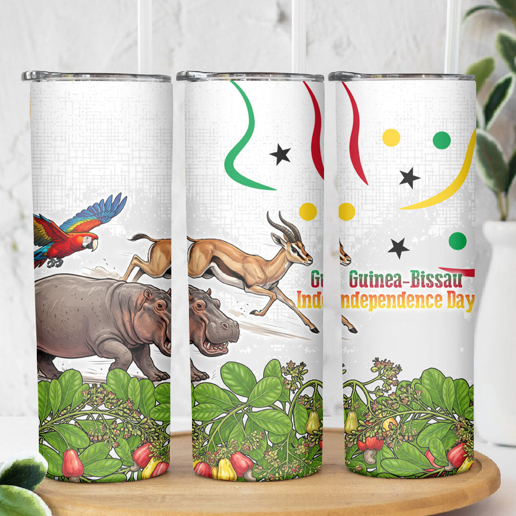 Guinea-Bissau Independence Day Skinny Tumbler African Wildlife Cashew Harvest Cultural Pride