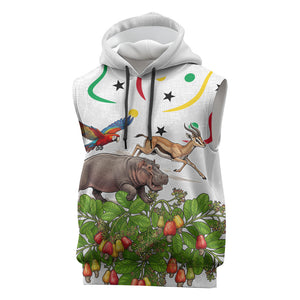 Guinea-Bissau Independence Day Sleeveless Hoodie African Wildlife Cashew Harvest Cultural Pride