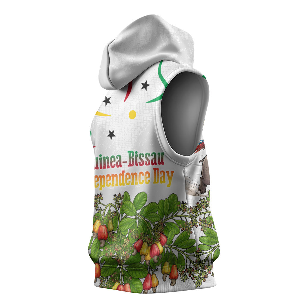 Guinea-Bissau Independence Day Sleeveless Hoodie African Wildlife Cashew Harvest Cultural Pride