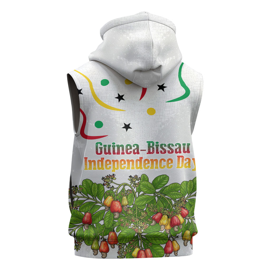 Guinea-Bissau Independence Day Sleeveless Zip Hoodie African Wildlife Cashew Harvest Cultural Pride