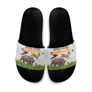 Guinea-Bissau Independence Day Slide Sandals African Wildlife Cashew Harvest Cultural Pride