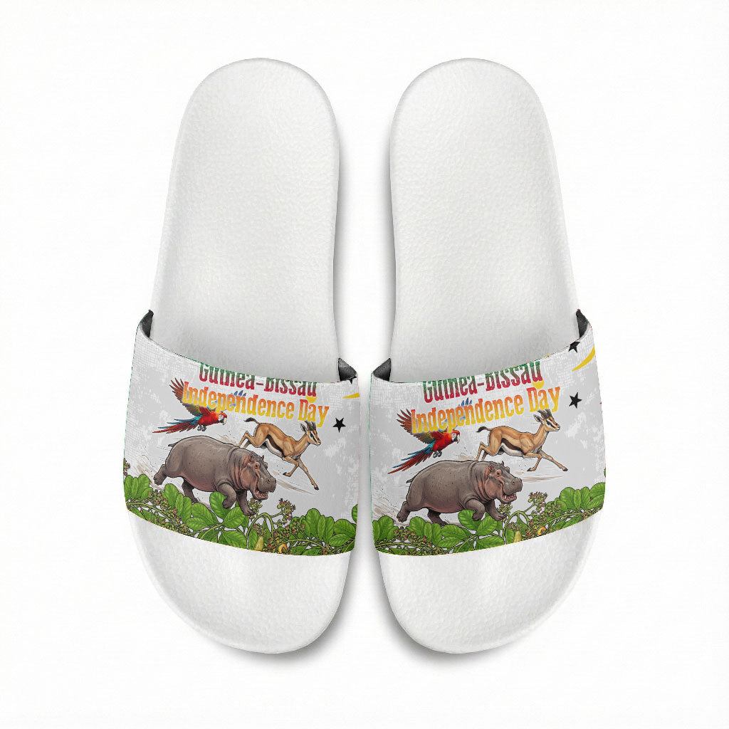 Guinea-Bissau Independence Day Slide Sandals African Wildlife Cashew Harvest Cultural Pride