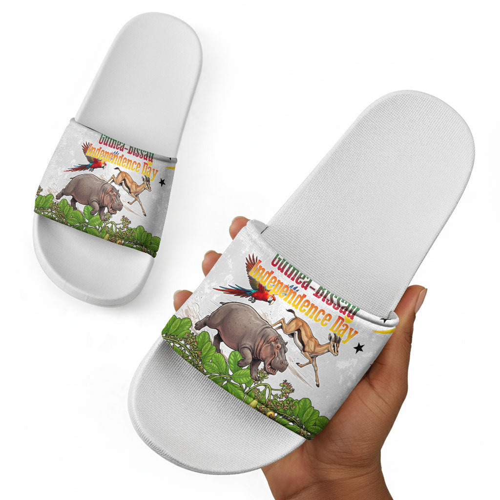 Guinea-Bissau Independence Day Slide Sandals African Wildlife Cashew Harvest Cultural Pride