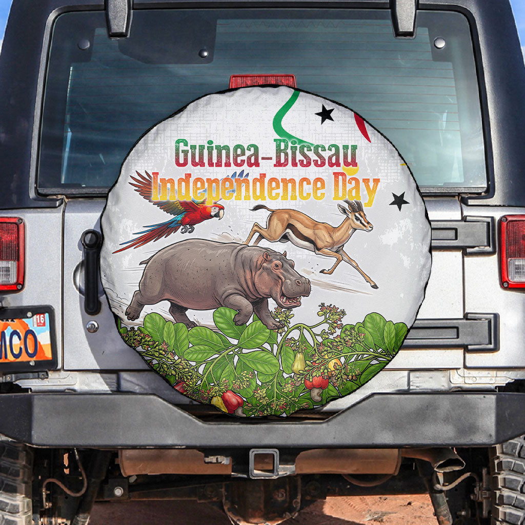 Guinea-Bissau Independence Day Spare Tire Cover African Wildlife Cashew Harvest Cultural Pride