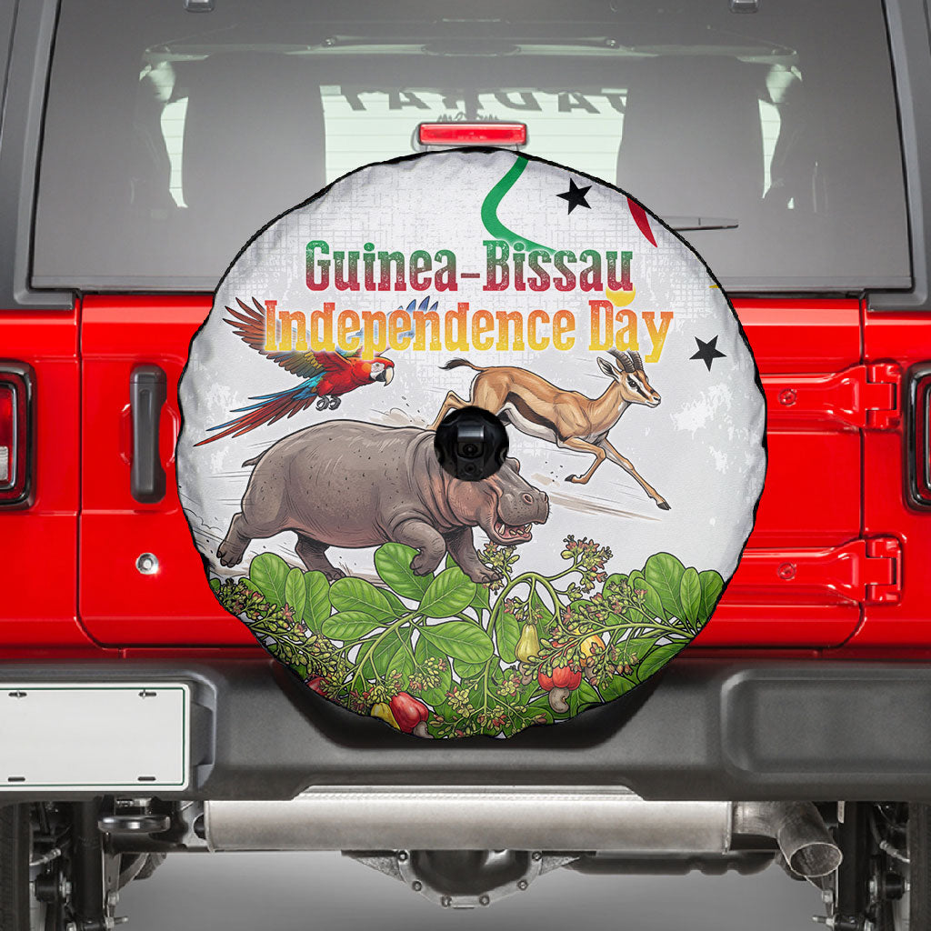 Guinea-Bissau Independence Day Spare Tire Cover African Wildlife Cashew Harvest Cultural Pride