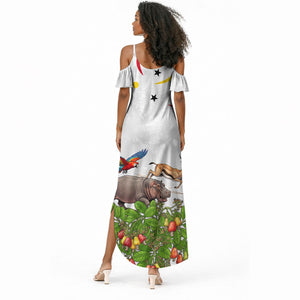 Guinea-Bissau Independence Day Summer Maxi Dress African Wildlife Cashew Harvest Cultural Pride