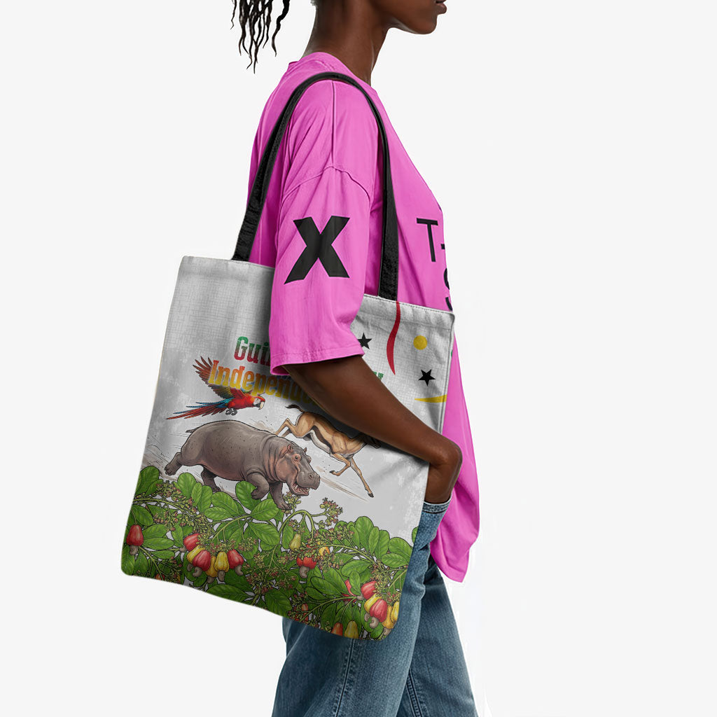Guinea-Bissau Independence Day Tote Bag African Wildlife Cashew Harvest Cultural Pride