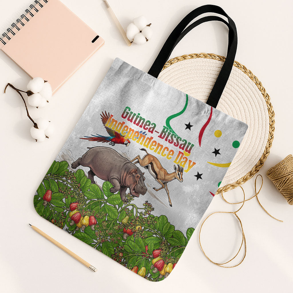 Guinea-Bissau Independence Day Tote Bag African Wildlife Cashew Harvest Cultural Pride