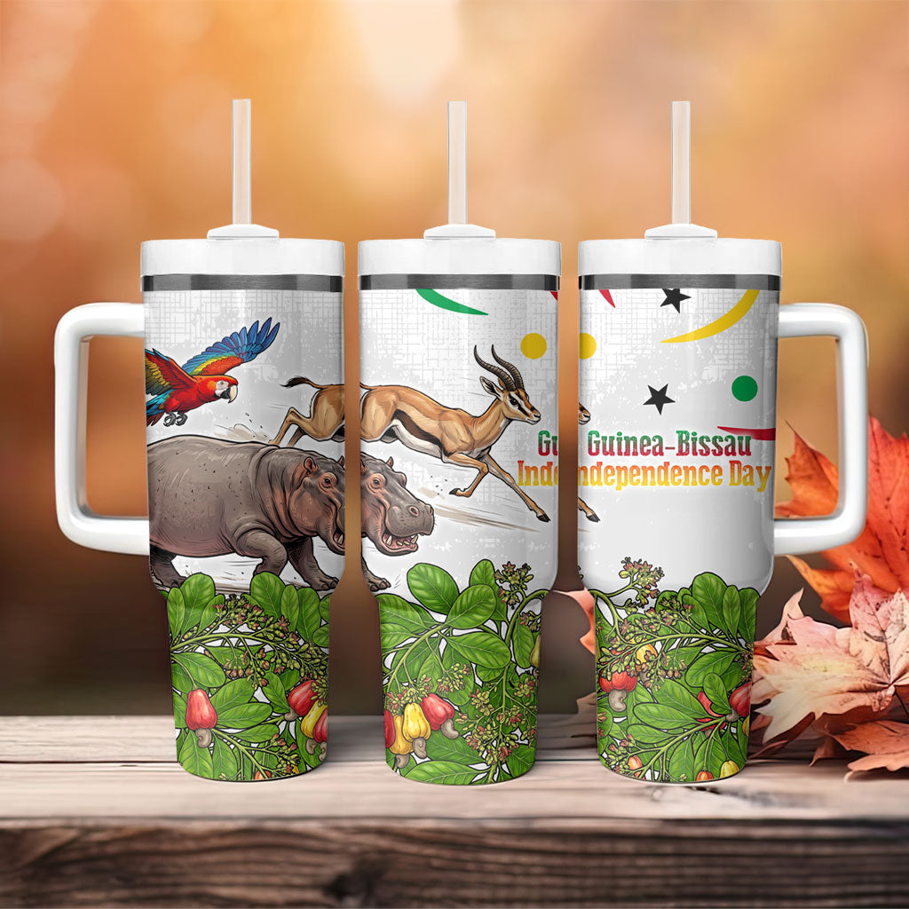 Guinea-Bissau Independence Day Tumbler With Handle African Wildlife Cashew Harvest Cultural Pride