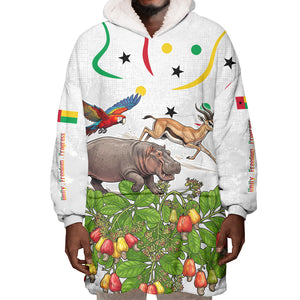 Guinea-Bissau Independence Day Wearable Blanket Hoodie African Wildlife Cashew Harvest Cultural Pride