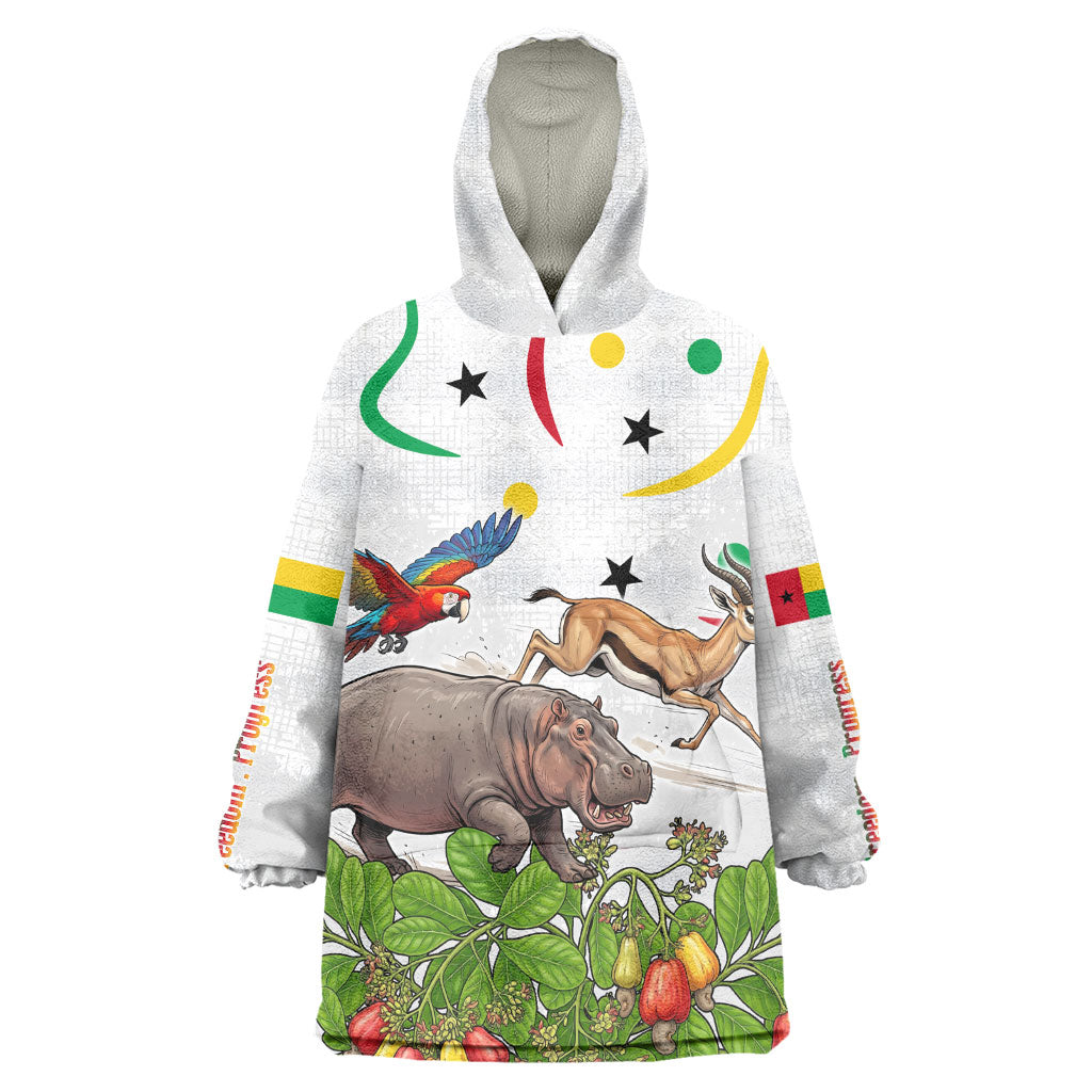 Guinea-Bissau Independence Day Wearable Blanket Hoodie African Wildlife Cashew Harvest Cultural Pride