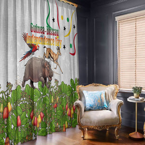 Guinea-Bissau Independence Day Window Curtain African Wildlife Cashew Harvest Cultural Pride