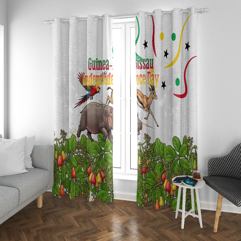Guinea-Bissau Independence Day Window Curtain African Wildlife Cashew Harvest Cultural Pride