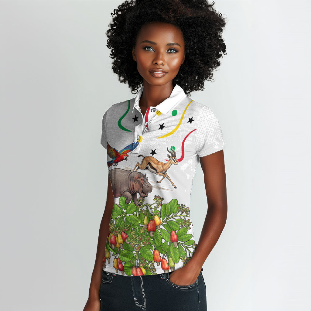 Guinea-Bissau Independence Day Women Polo Shirt African Wildlife Cashew Harvest Cultural Pride