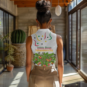 Guinea-Bissau Independence Day Women Sleeveless Polo Shirt African Wildlife Cashew Harvest Cultural Pride